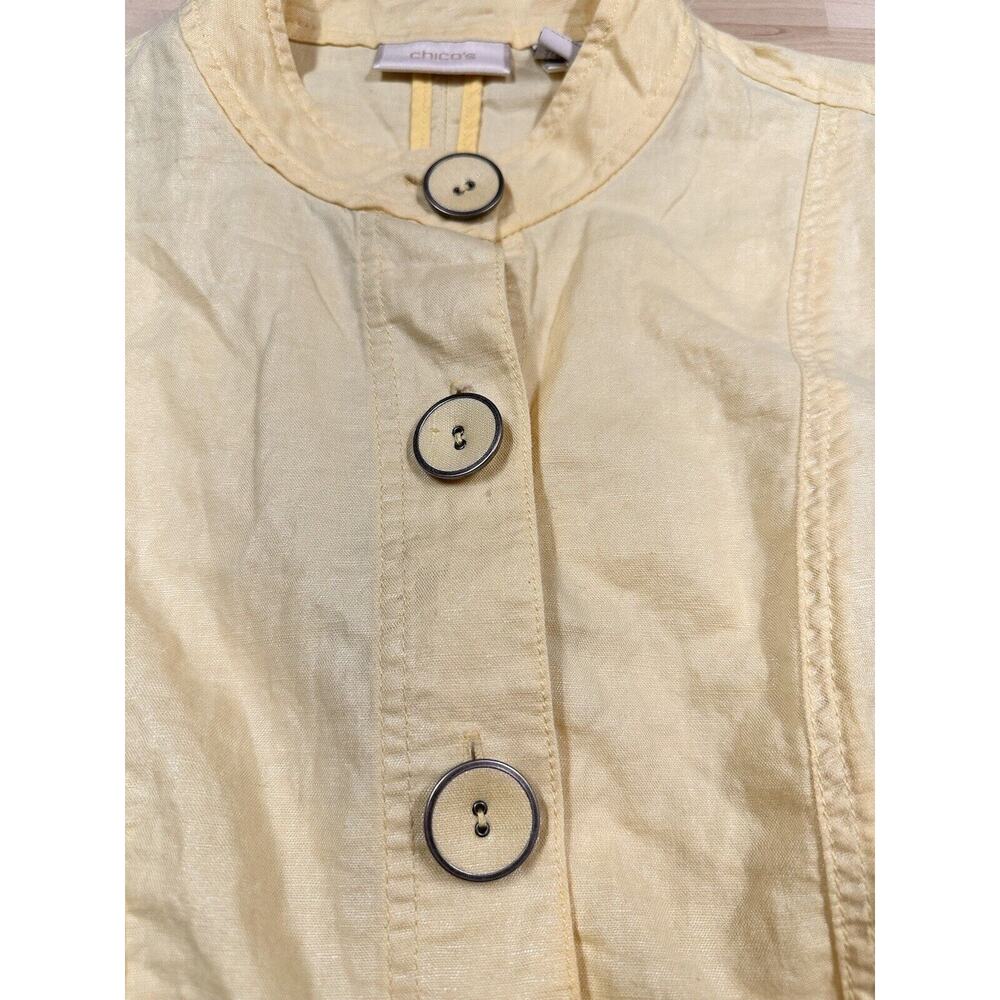 Chicos Cottagecore Yellow Button Down Jacket Size… - image 7